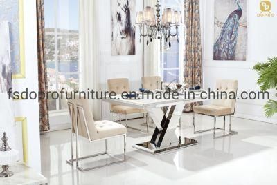 Modern New Hotel Furniture Stainless Steel Dining Table and Chair Sets -D21