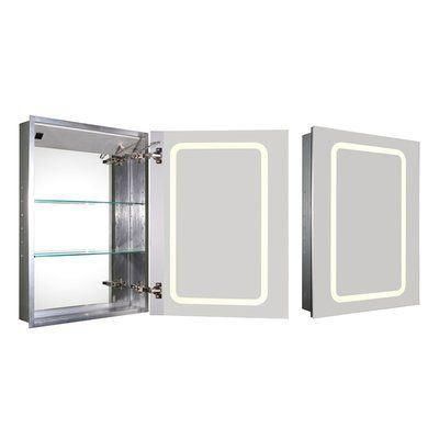 Double Door Mc009 Aluminum Medicine Cabinet with Mirror Bathroom Lighted Mirror Cabinet with Adjustable Glass Shelves Recessed or Surface Mounting