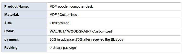 Customized Simple Style MDF Wooden Computer Desk Laptop Table Study Table