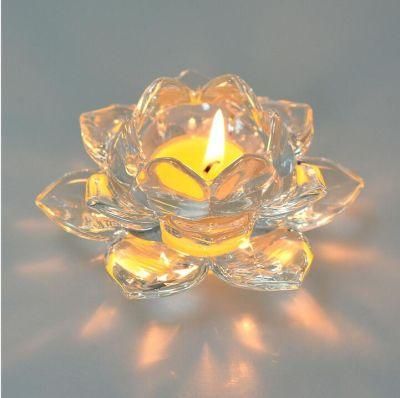 Lotus Tea Light Crystal Glass Candle Holder for Decoration