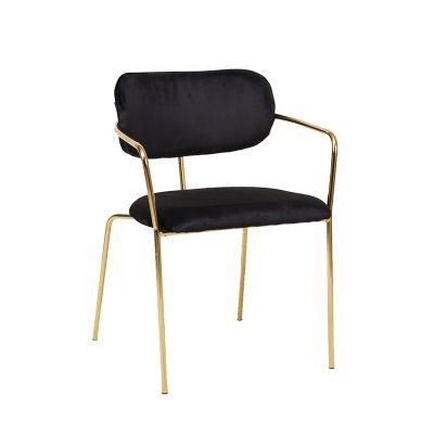 High Quality Modern Luxury Home Restaurant Bar Furniture Velvet Sofa Dining Chair with Golden Legs