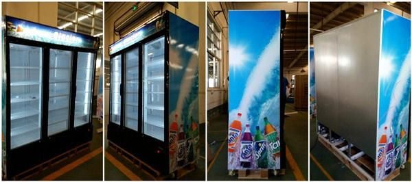 Three Door Vertical Glass Door Cooler 1500liter Upright Showcase