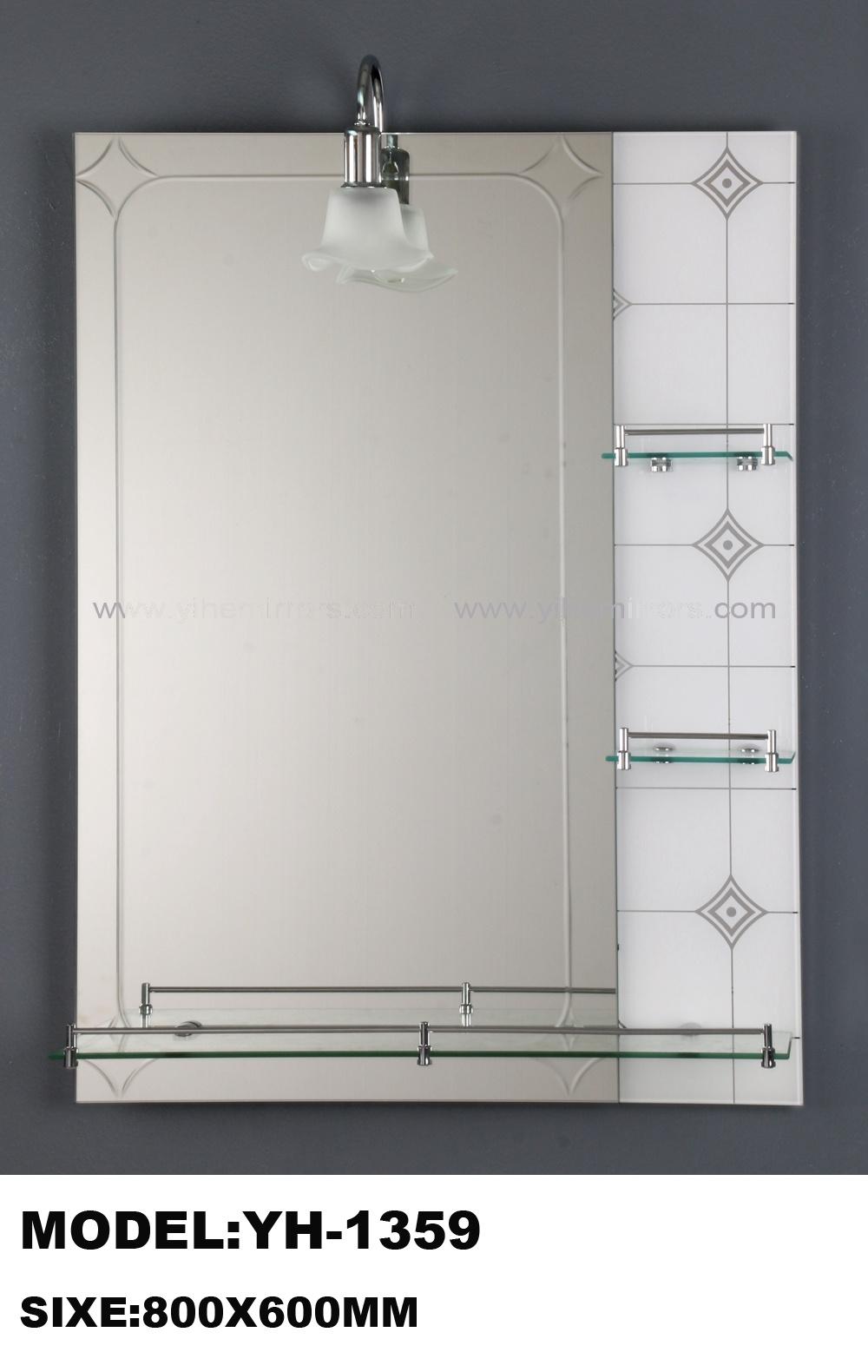 Double Brown Pink Grey Shelf Fancy Bathroom Float Glass Mirror