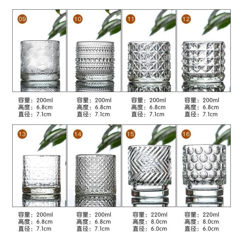 Wholesale Natural Glass Candle Holder Embossed Green Glass Candle Jars Holder