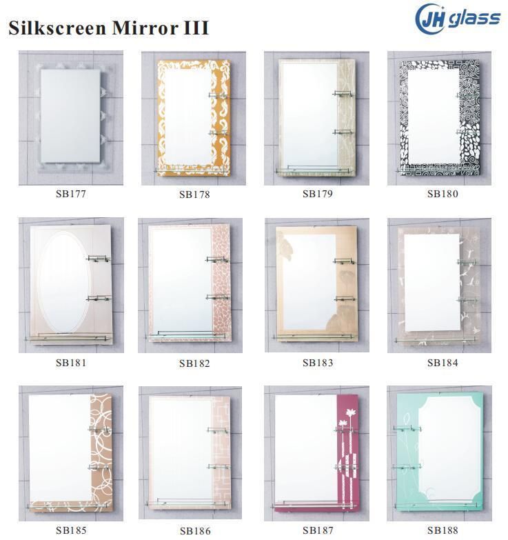 Frameless Ice Flower Silkscreen Beveled Bathroom Mirror
