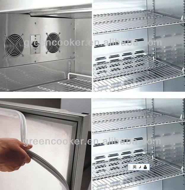 Hot Sale Stainless Steel Commercial Kitchen Cooling Glass Door Display Freezer with Ce UL RoHS