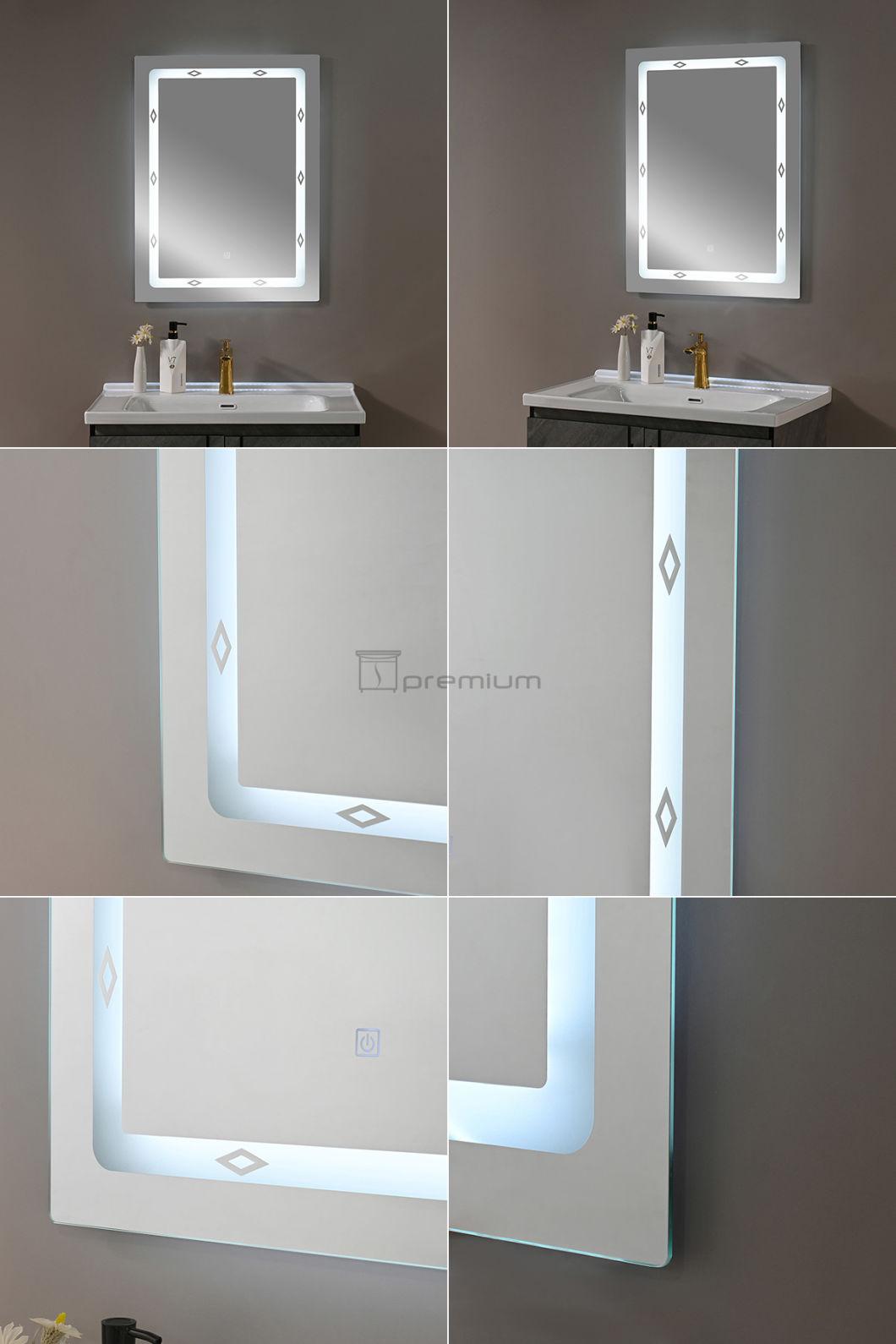 China Factory Sell Smart Bath Illuminated Mirror Bathroom LED Mirror Bathroom Vanity Mirror with LED Light (Bluetooth Speaker / Touch Sensor Switch) Decorative