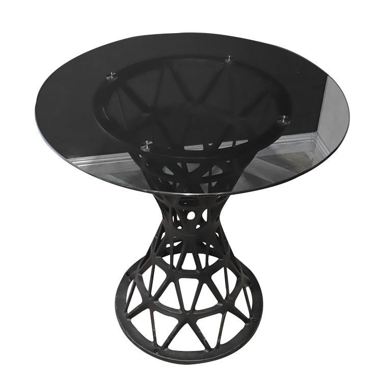 Modern Black Legs Black Glass Table Living Room Furniture Round Coffee Table