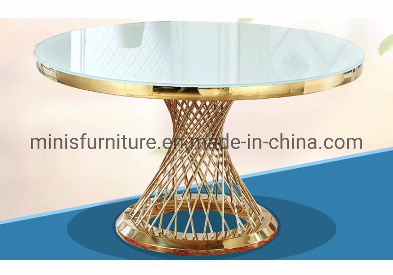 (MN-DT06) Hotel/Restaurant Wedding Banquet Glass Metal Dining Tables