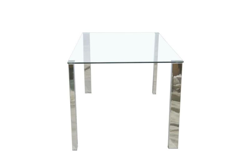 Hot Sale Home Furniture Modern Tempered Transparent Square Glass Dining Table