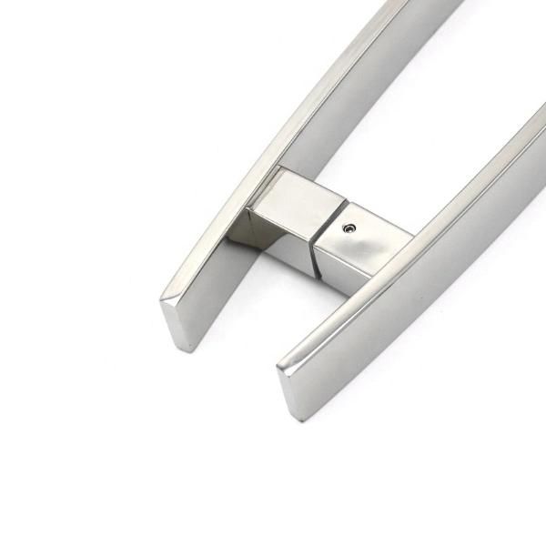 Commercial Glass Door Stainless Steel Curved Square Tube Pull Handle Satin Finished