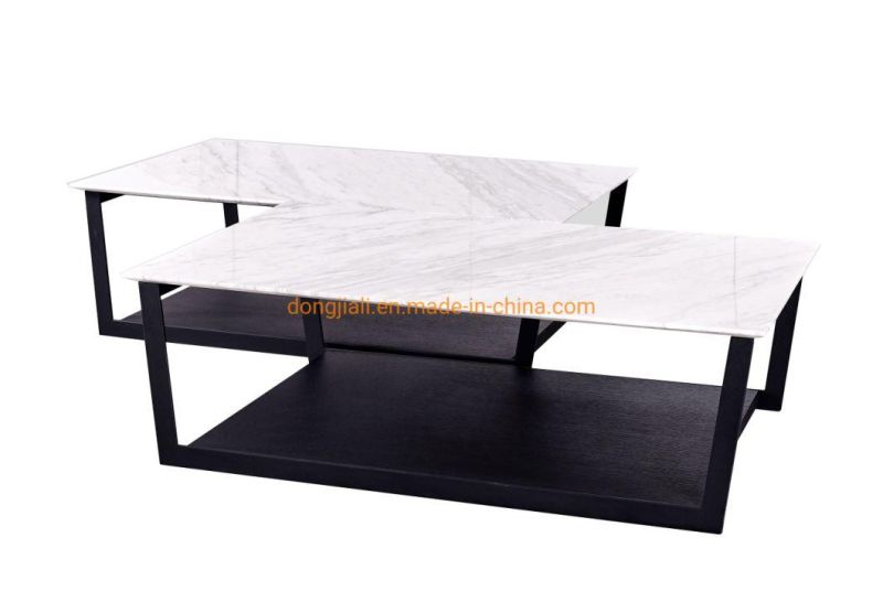 Metal Base Italian Sintered Stone Plated Top Coffee Table for Living Room
