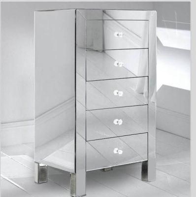 Modern Design China Made Compact Silver Glass Mirror Tallboy Drawers