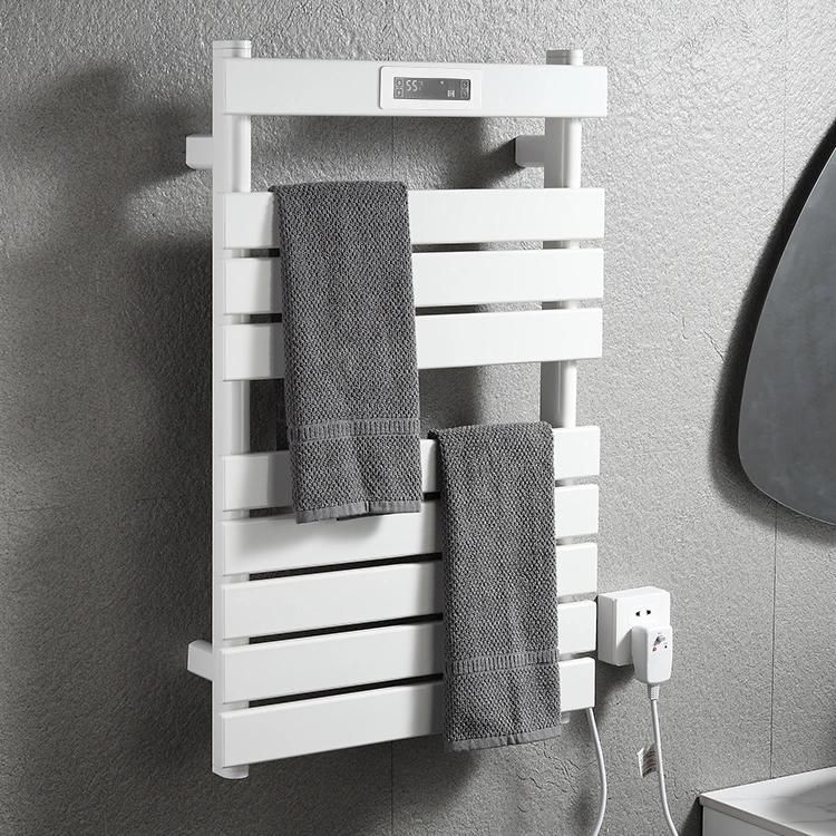 Kaiiy White Electric Heated Towel Rail Wall Mounted Bathroom Dryer Rack Warmer Towel Rack with Timer