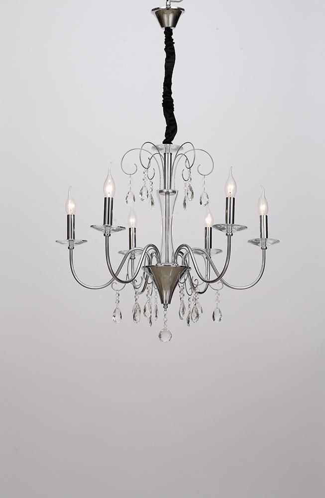 European style interior decorate lighting simple candle wrought iron chandelier with crystal factory supply