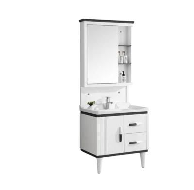 Cheap Modern Luxury Hotel Waterproof Door with Glass Cabinet Bathroom Vanity with Two Side Cabinet