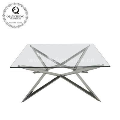 Modern Square Stainless Steel Home Furniture Coffee Table Set