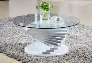 MDF Living Room Round Center Side End Tea Coffee Table Tempered Clear Glass Modern Home Furniture