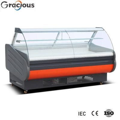 Curved Tempered Glass Commercial Deli Display Showcase Cooler Service Counter for Supermarket