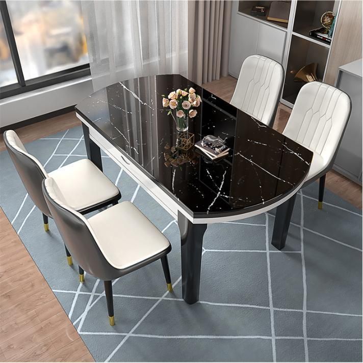 Tempered Glass Desktop Rectangular Modern Minimalist Variable Round Table Small Apartment Table