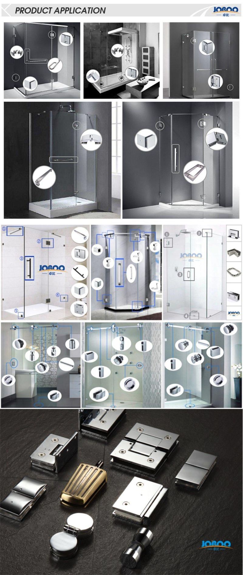 Hot Sale Modern Design 90 Degree Glass to Wall Copper Shower Door Pivot Gate Hinge Hinges for Shower Glass Door
