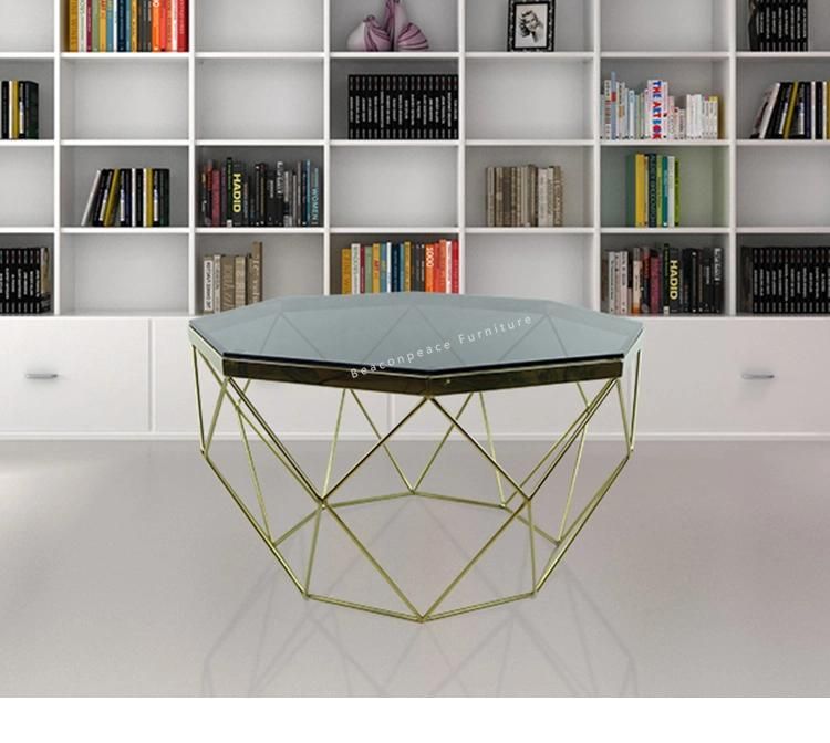 12mm Art Shape Design Safety Modern Tempered Glass Top Coffee Table