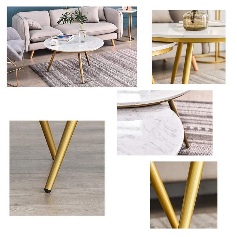 Coffee Table Gold Modern Decorative Table Circular Nesting