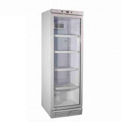 Factory Direct Price Display Upright Chiller Glass Doors Cabinet / Fan Cooling Showcase with Wheels