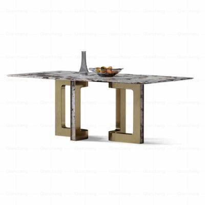 New Home Furniture Design Stainless Steel Gold Dinning Table