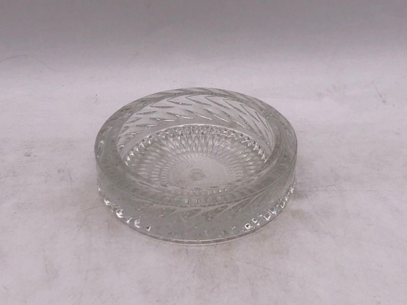 Elegant Clear Glass Candle Holder with Pattern and Glass Lid