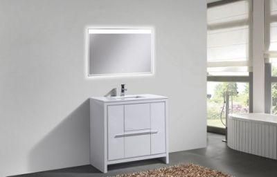 High Gloss White Modern Bathroom Vanity with White Quartz Counter-Top