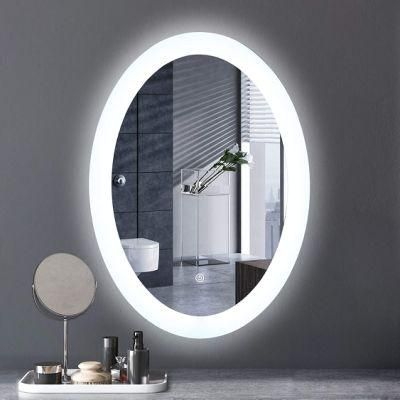 Oval LED Bathroom Decorative Wall Mounted Mirror Dimmable Bathroom Vanity Mirror Anti-Fog Makeup Mirror with 3 Color Tones Adjustable