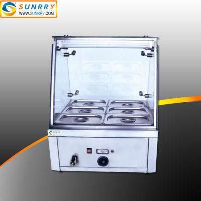 Curved Glass Stainless Food Warmer Display Showcase
