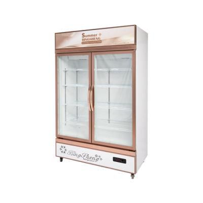 600L Commercial Double Glass Door Upright Beverage Beer Showcase (LC-1000)