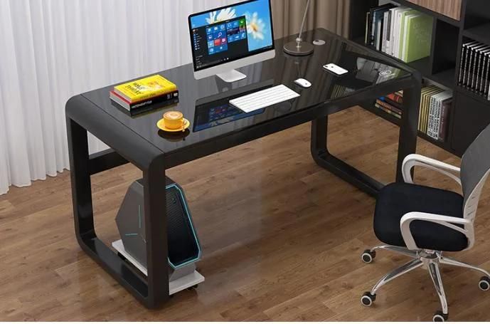 Computer Desk Desktop Desk Bookshelf Integrated Table Small Apartment Tempered Glass Gaming Table