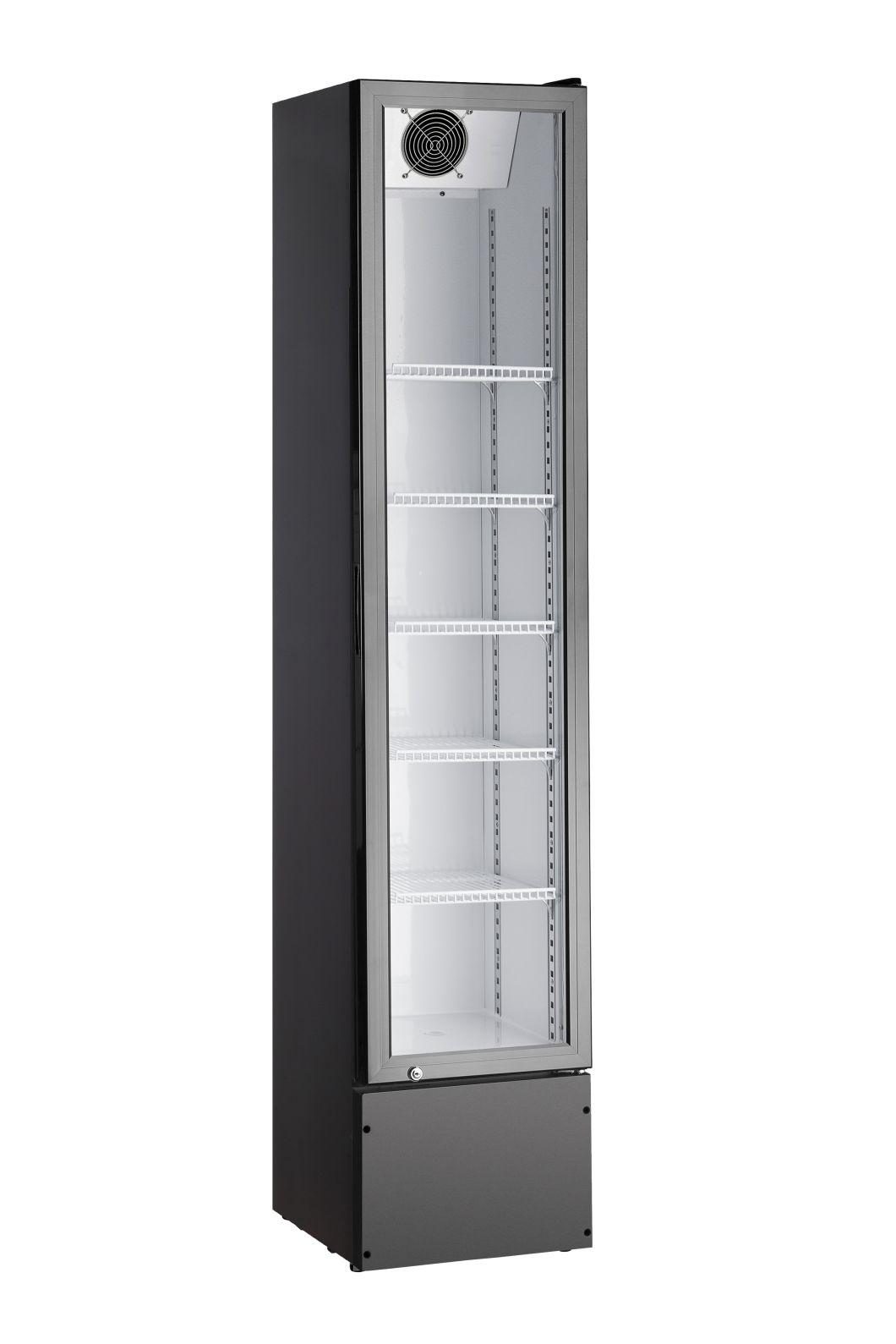 Promotion Vertical Merchandiser Glass Door Showcase Fridge Slim Line Cooler Display Cooler