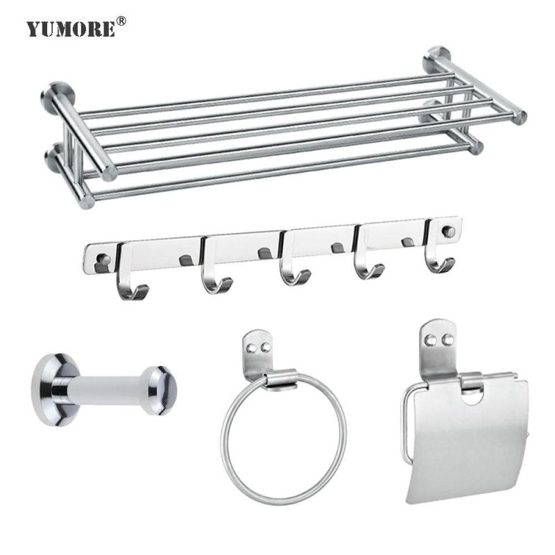 China Manufacture Bathroom Accessories Stainless Steel Adjustable Shower Tension Pole Wall Shelf