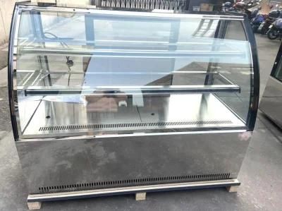 Glass Sliding Door Display Stainless Steel LED Light Cake Bakery Showcase