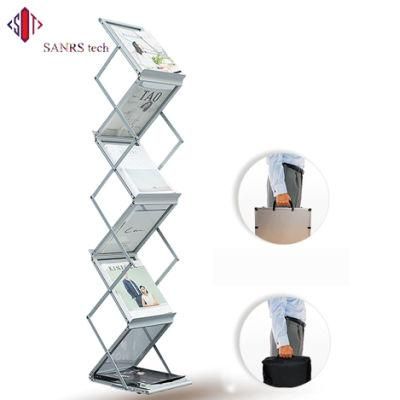 A4 Aluminum Folding Magazine Display Shelf with Aluminum Box Stand Book Shelf