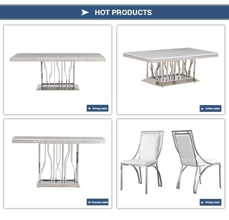 Luxury Dining Furniture Golden Stainless Steel Marble Dining Table Set