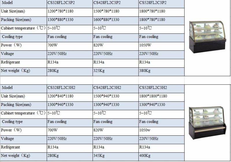 Marble Double Arc Glass Cake Showcase Chiller