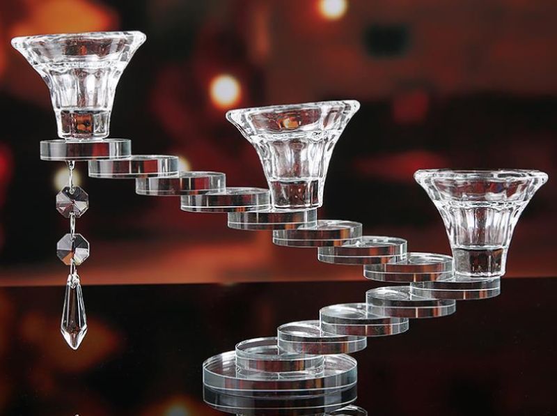 Large Stock Crystal Glass Candlelight Holder Holiday Candleholders