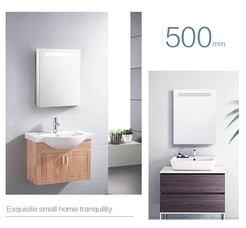 Rectangle New Design Single Door Modern Style Vanity Aliuminum Bathroom Cabinet with LED Mirror