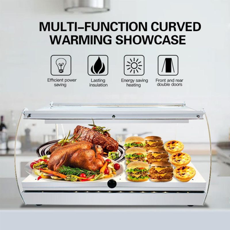 Cheap Price Cooking Machines Curved Glass Food Display Warmer Food Showcase