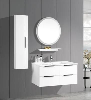 Modern Wall Mounted Waterproof Hotel PVC or MDF Bathroom Cabinet with Mirror