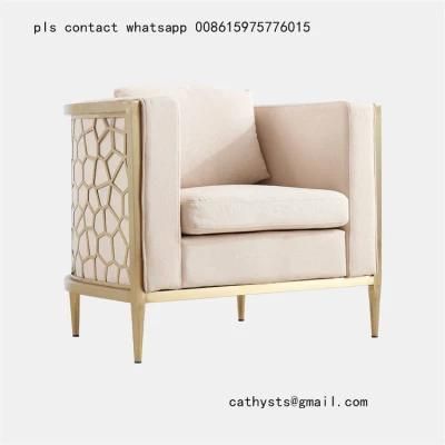 Hotel Furniture Bedroom Table Stainless Steel Sofa Gold Mirror Finish