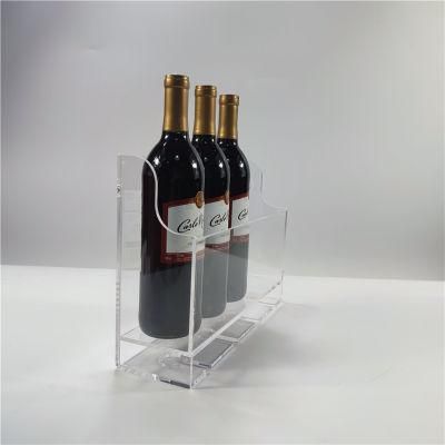 Transparent Two Tiers Acrylic Wine Bottle Rack Champagne Glass Holder Rack for 4 Glass