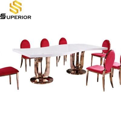Rose Gold Half Moon Dining Chairs Tables for Wedding Banquet