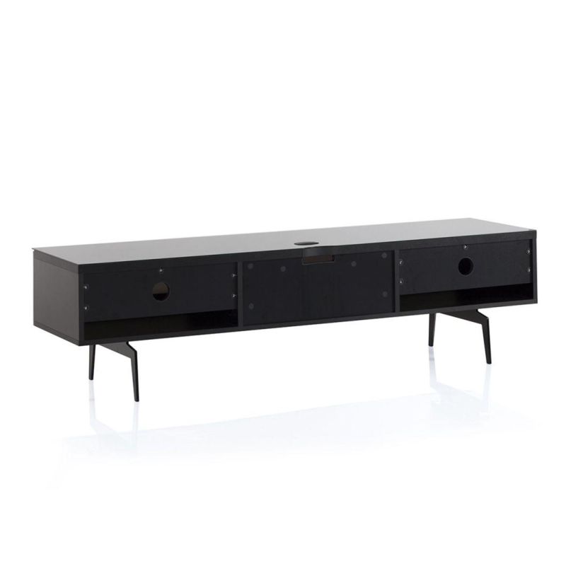 St-360 Wood and Glass Modern TV Stand with Spike Metal Legs