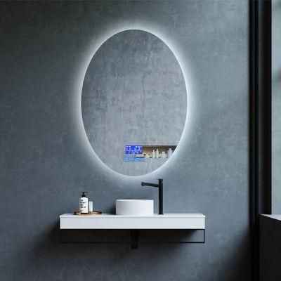 Decorative Bathroom Backlit Waterproof Electric Touched Illuminated Vanity Oval Frameless Smart LED Glass Wall Mirror